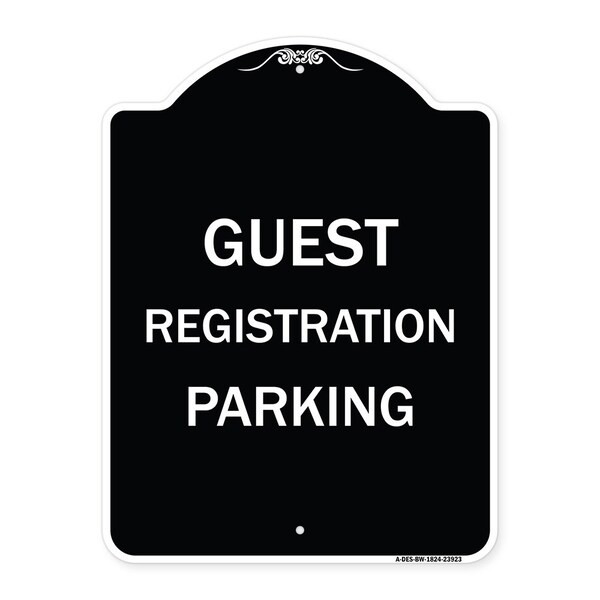 Signmission Guest Registration Parking Heavy-Gauge Aluminum Architectural Sign, 24" x 18", BW-1824-23923 A-DES-BW-1824-23923 - main